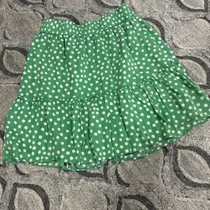 LOFT Green Polka Dot Mini Skirt